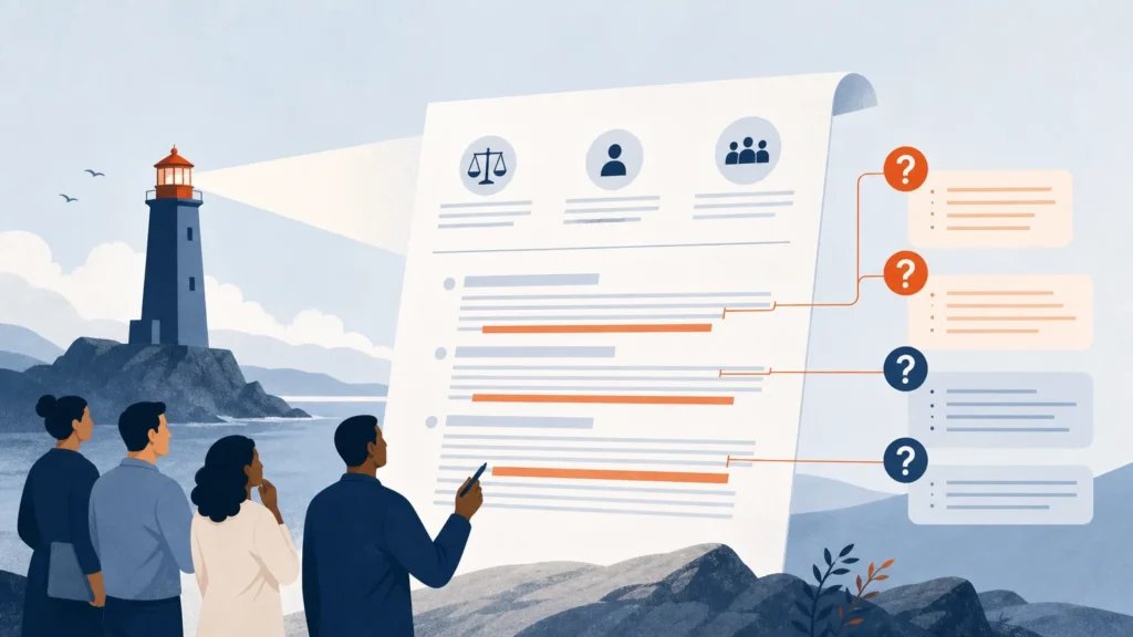 Making Open Questions and Jurisdiction Visible in Every Draft